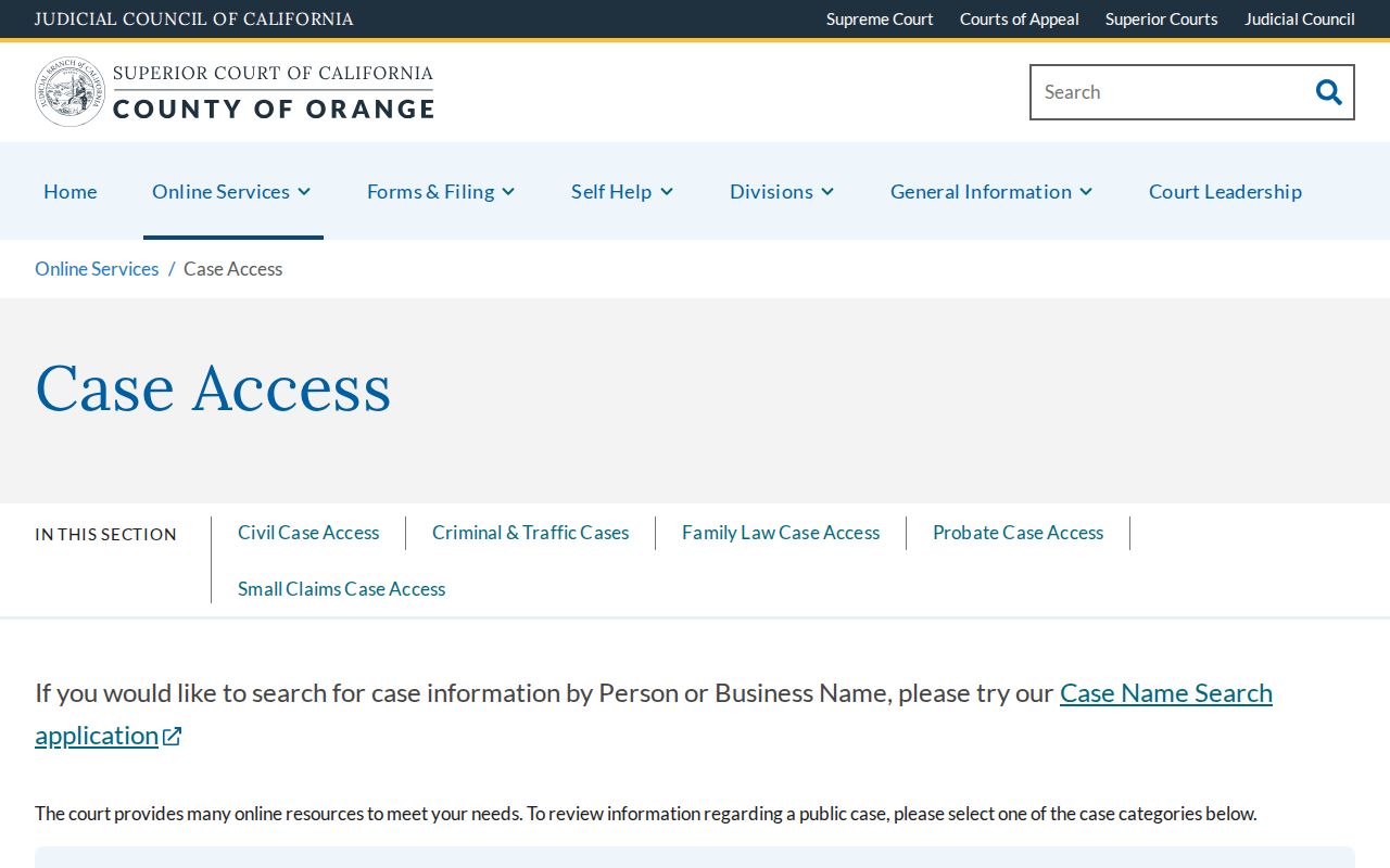 La Habra people search at the Orange County court case access hub