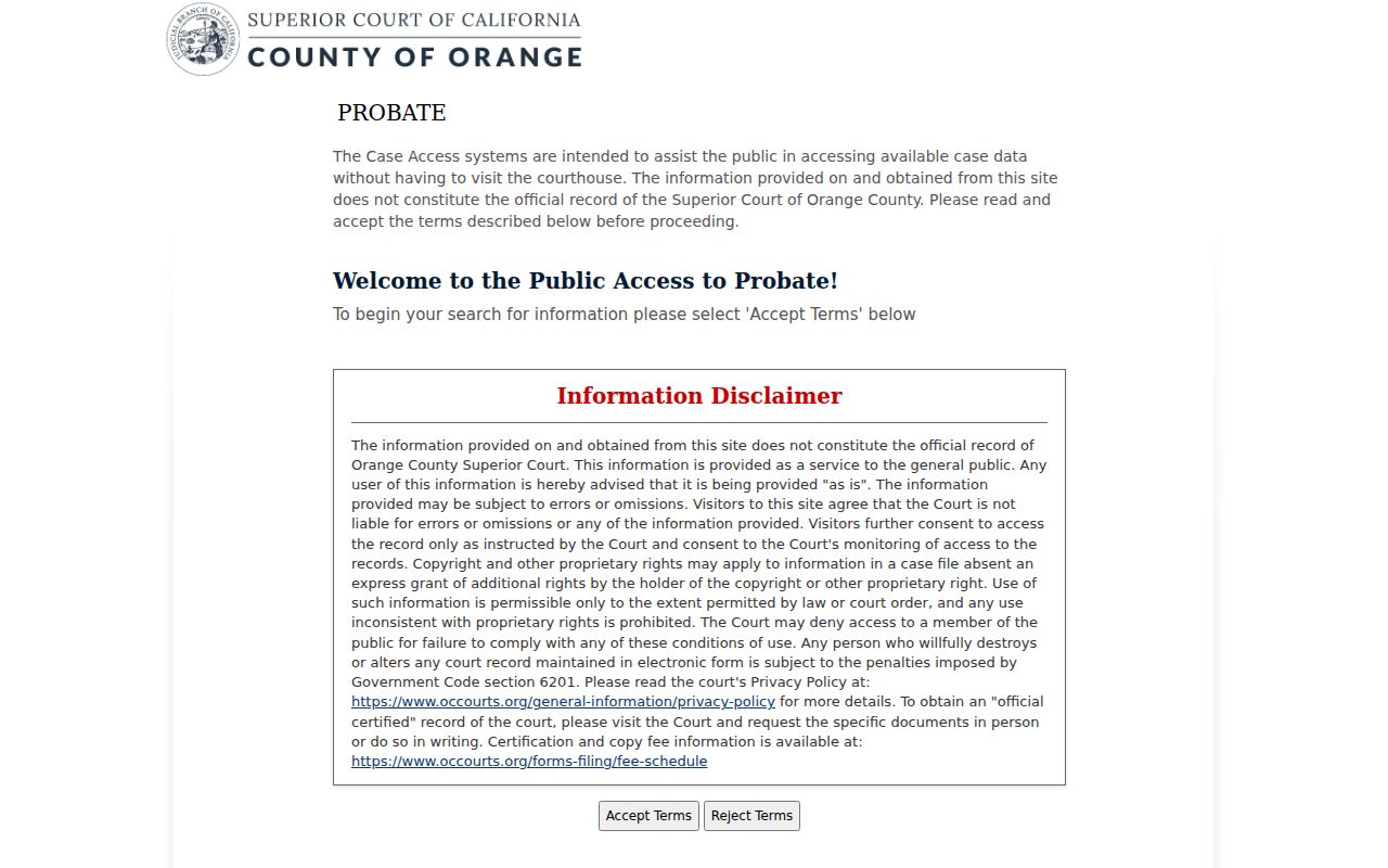 La Habra people search through the Orange County probate portal
