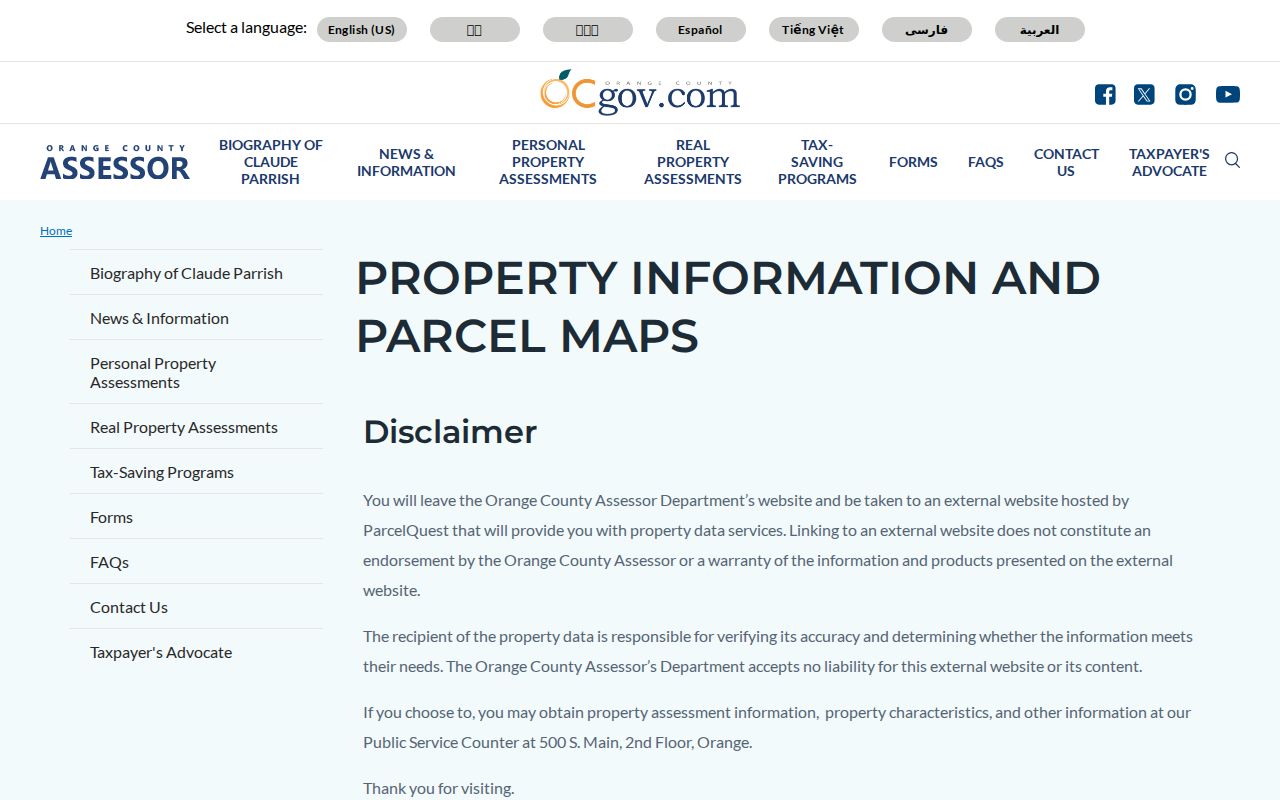 La Habra people search through the Orange County Assessor property page