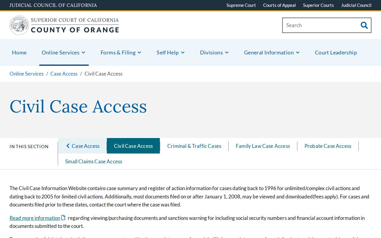 La Habra public records civil court coverage page